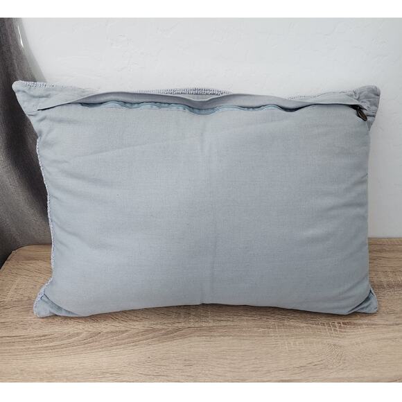 Pier 1 Lumbar Throw Pillow Blue Textured Woven Chunky Raised Minimalist Solid - Picture 4 of 6